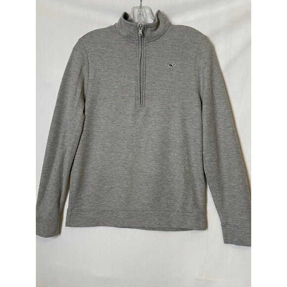 Vineyard Vines 1/4 Zip Pullover Boys Sz L(16) Gray Pima Cotton Mock Neck L/S - Picture 1 of 15